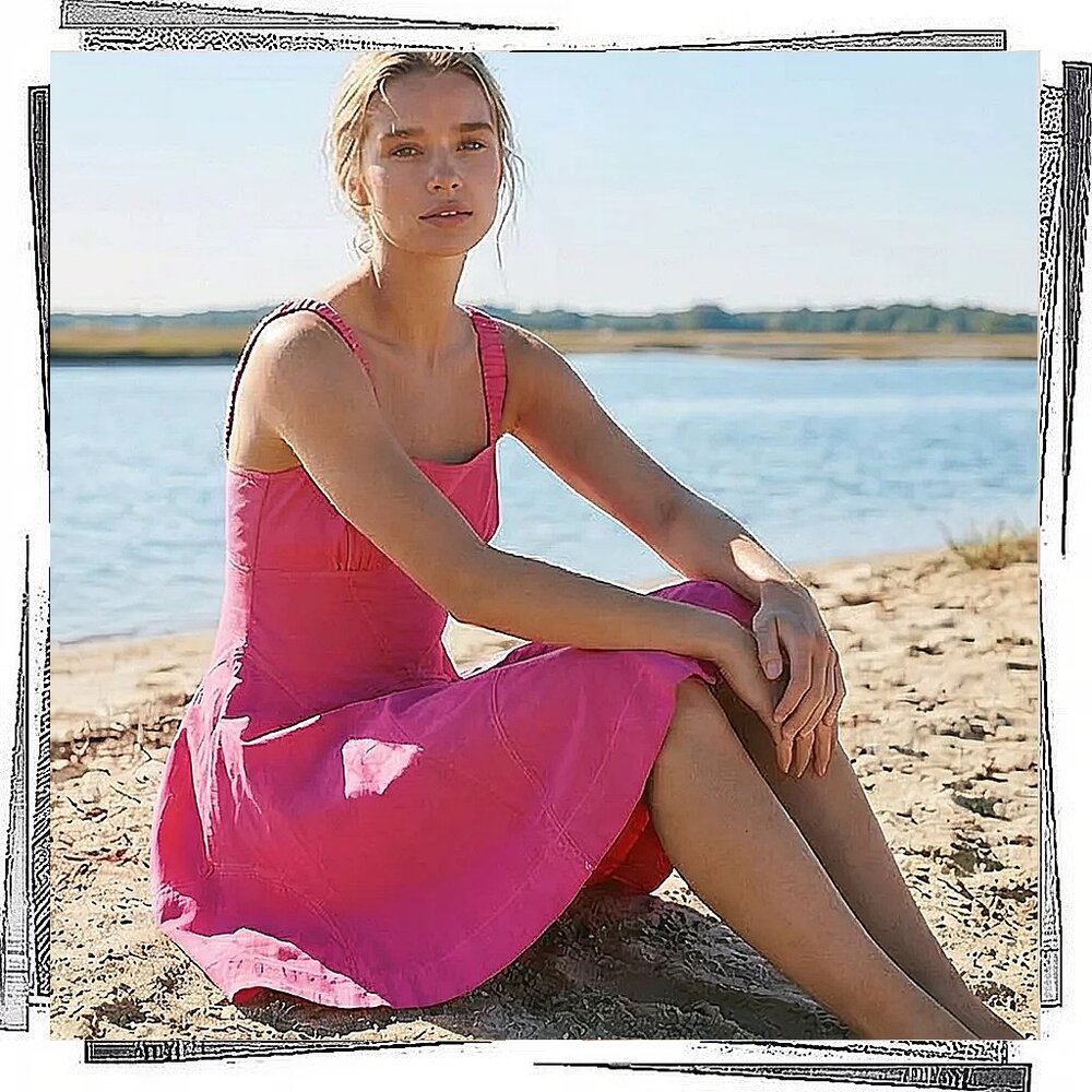 NWT: Pink Square Neck Semi Drop Waist A-Line Mini Dress (S) by Anthropologie - Picture 7 of 7